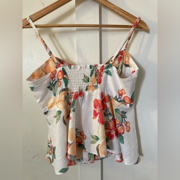 NWT Sofia Jeans by Sofia Vergara tie front peplum top linen blend fruit print M - Picture 6 of 11